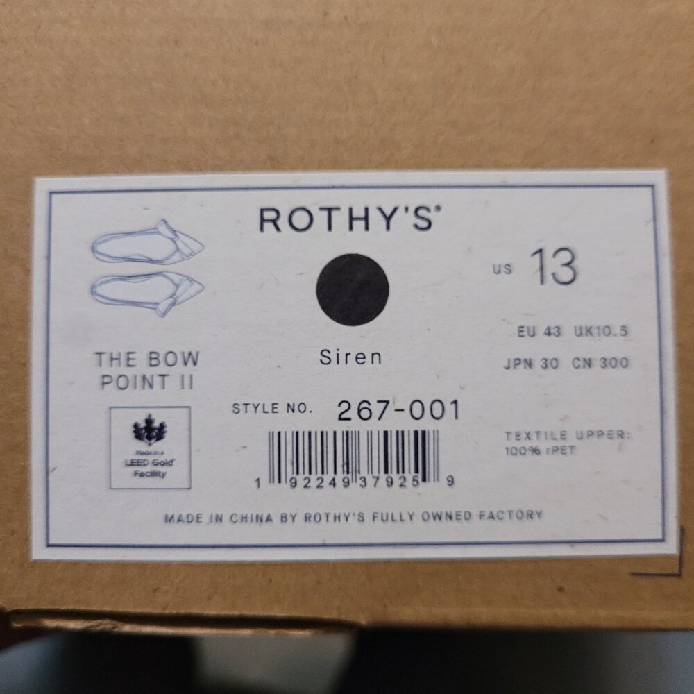 Rothys Siren bow point II flats in women's size 13